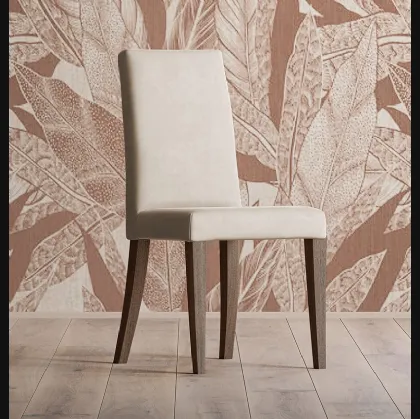 Sedia Cristina rivestita in pelle con gambe in legno di Fasolin