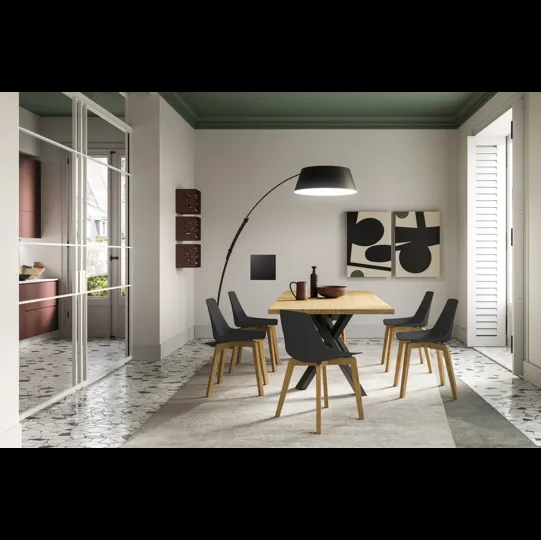 Sedia Joy in polipropilene con gambe in legno di FGF MobiliSedia Joy in polipropilene con gambe in legno di FGF Mobili