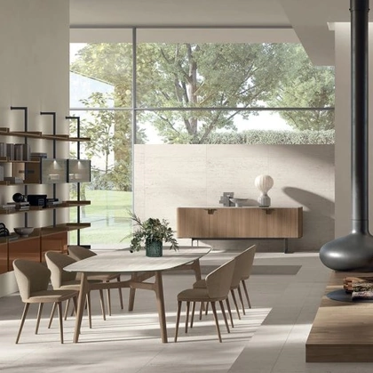 Sedia Meryl in tessuto e legno di Tomasella