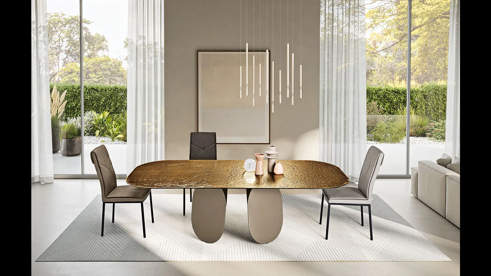 Tavolo Maya in vetro martellato di Capodarte