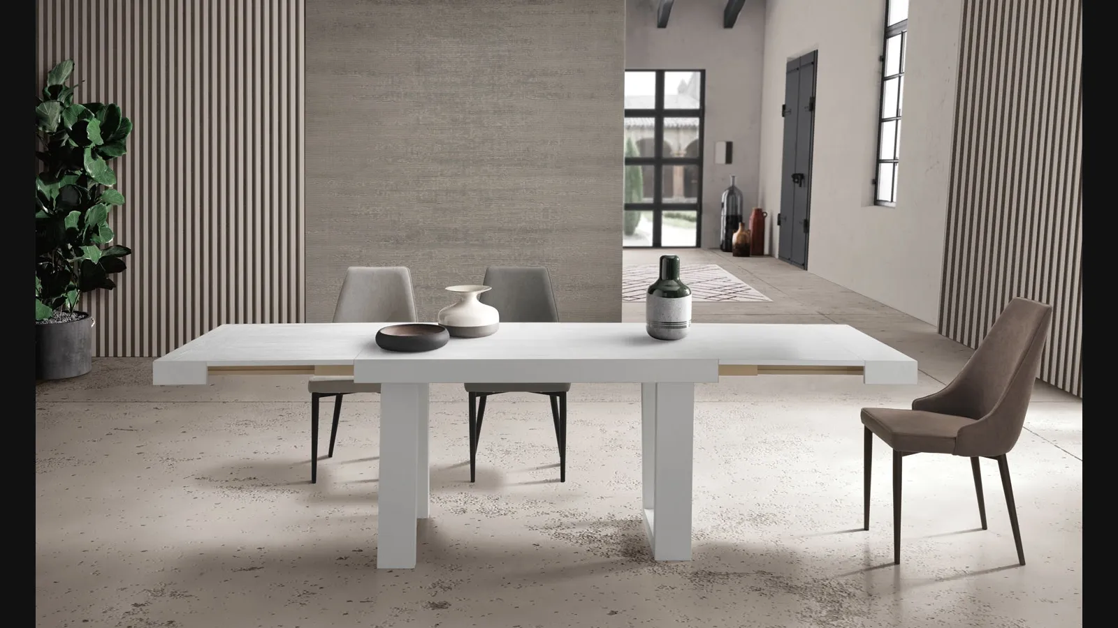 Tavolo allungabile Divo in laminato effetto bianco frassinato di Capodarte