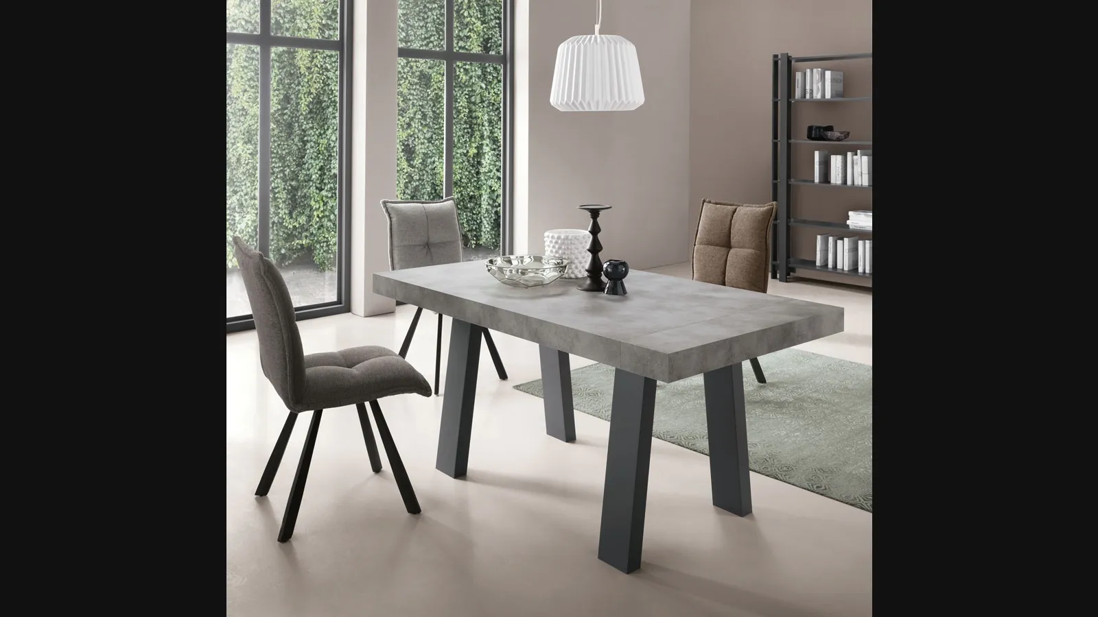 Tavolo allungabile Divo in laminato effetto cemento di Capodarte