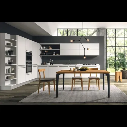 Tavolo in legno con profilo dritto e gambe antracite Elios di FGF Mobili