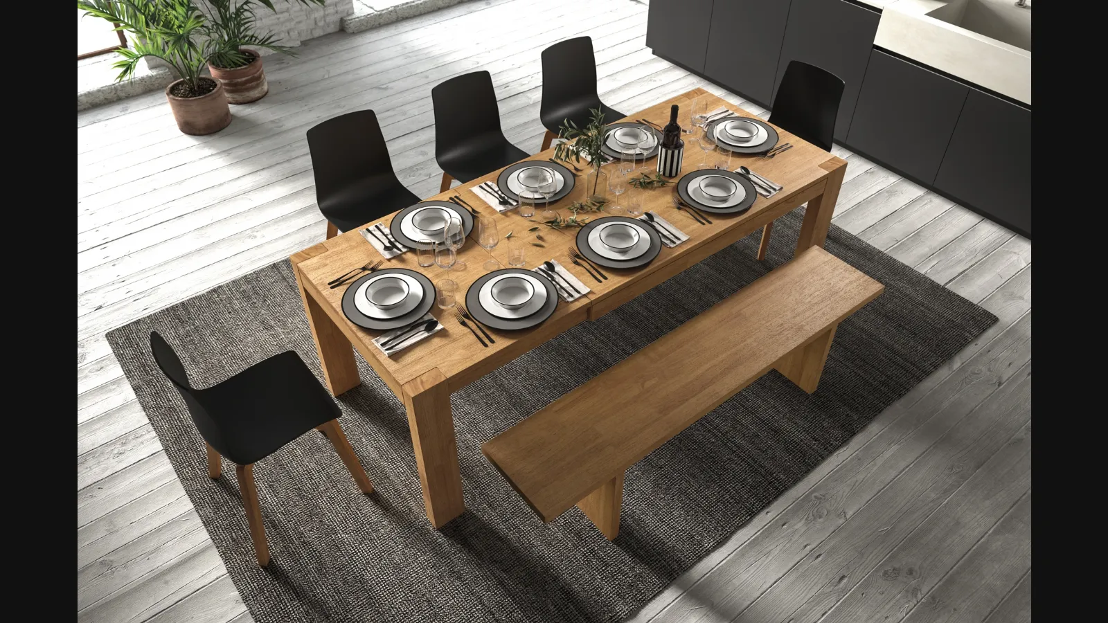 Tavolo allungabile Mood in legno di rovere finitura Oak di FGF Mobili