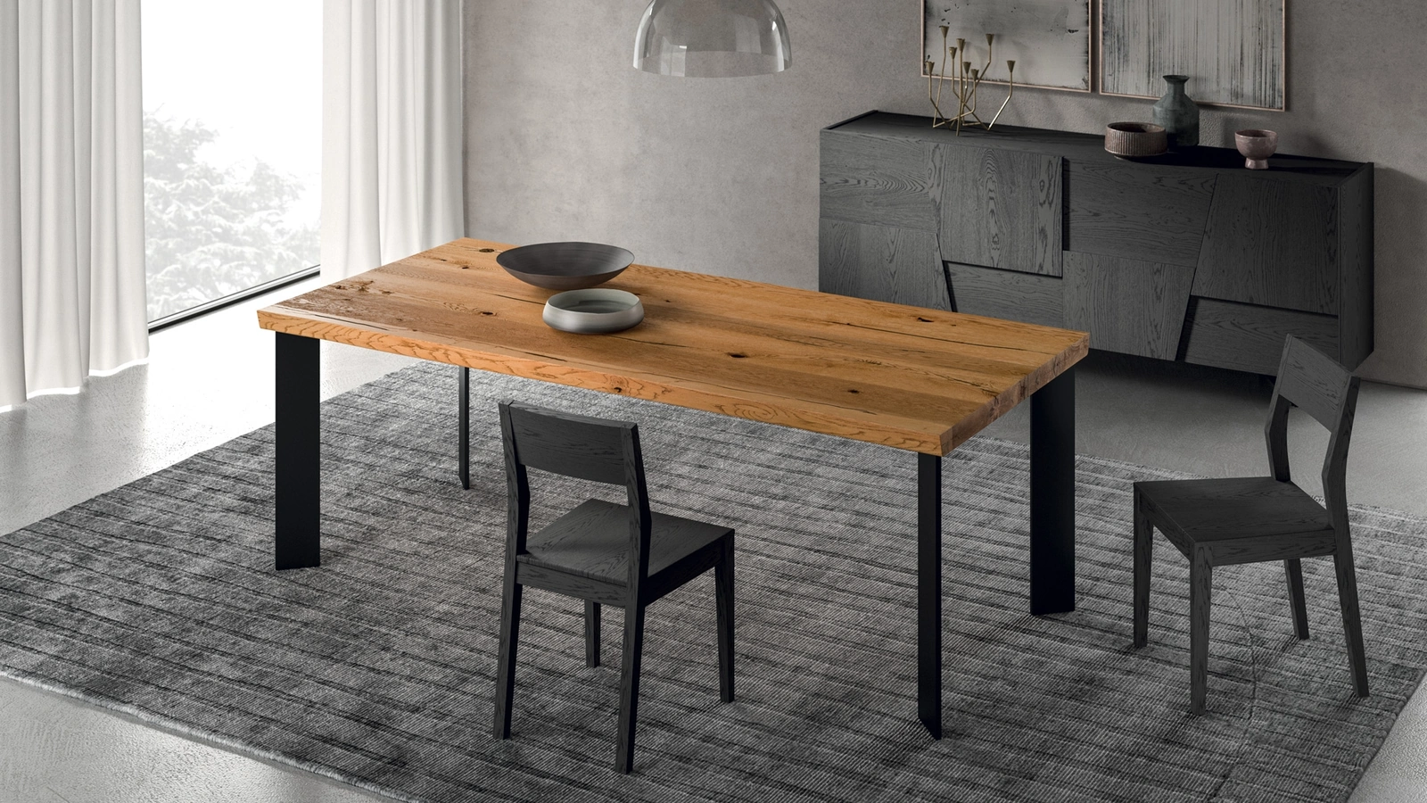 Tavolo Zenit in rovere e metallo di FGF Mobili