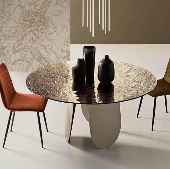 Tavolo rotondo in vetro martellato Maya di Capodarte