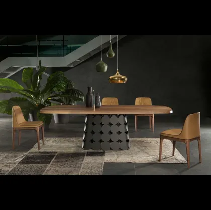 Tavolo Pois con top in legno e base in metallo di Tonin Casa