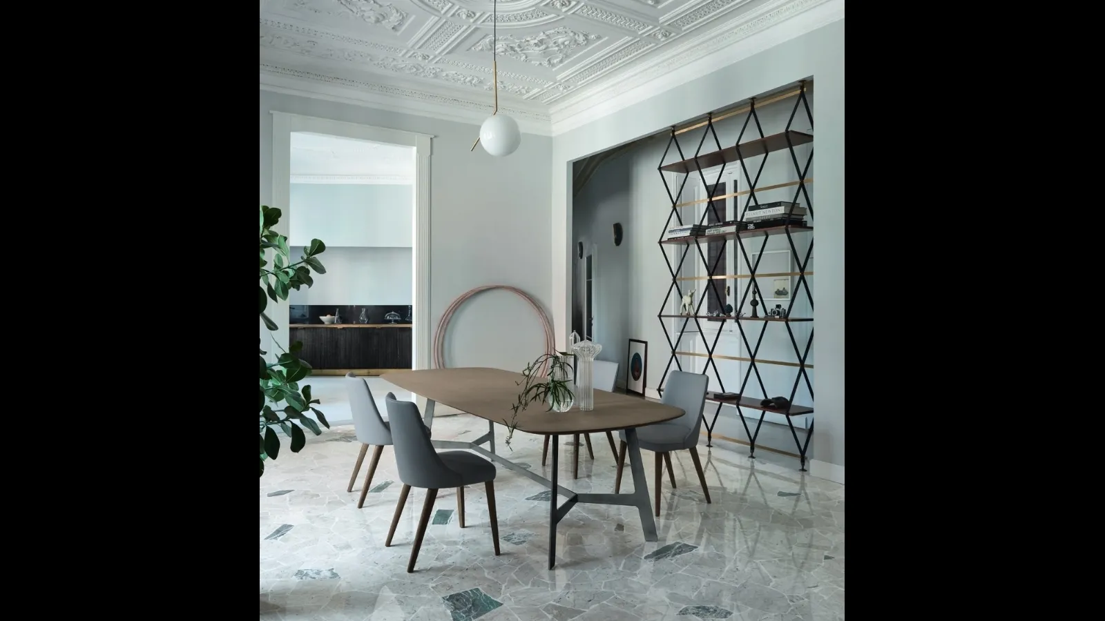 Tavolo Vertigo in Rovere Argilla di Sangiacomo