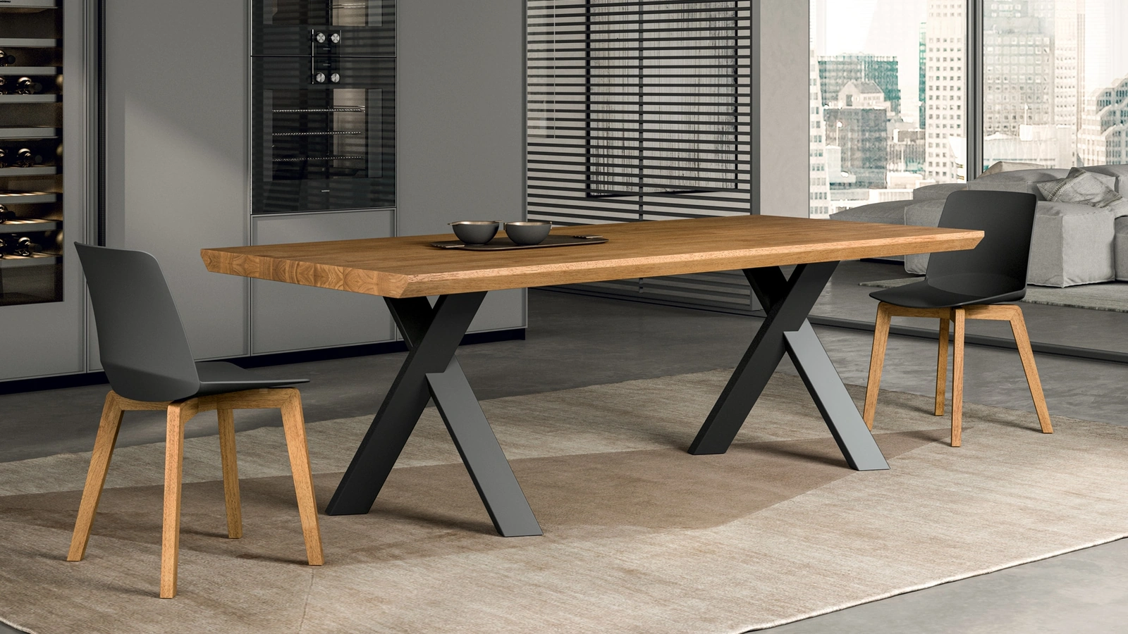 Tavolo Walking in rovere e metallo di FGF Mobili