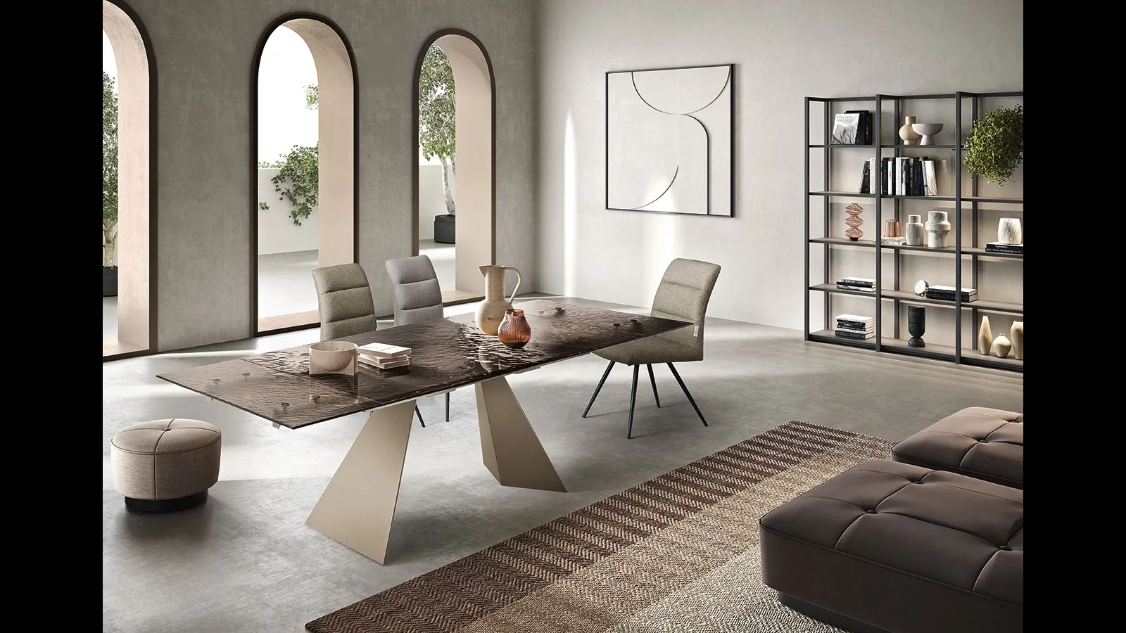 Tavolo Waters in vetro martellato di Capodarte