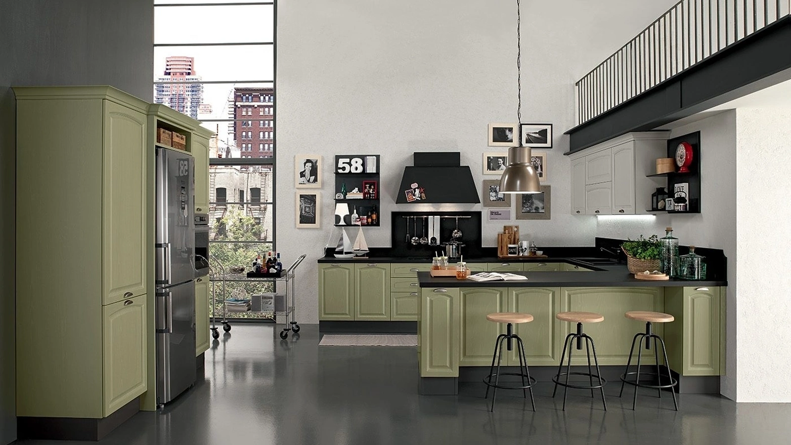 Cucina Classica con penisola Mida 06 di Colombini Kitchen