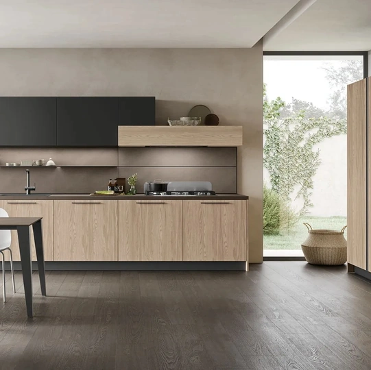 Cucina Moderna lineare Infinity 09 in Rovere e Pet di Stosa