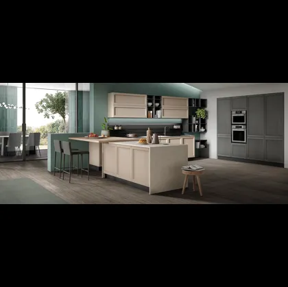 Cucina Moderna con penisola Lea finitura canapa e ardesia di Mobilturi