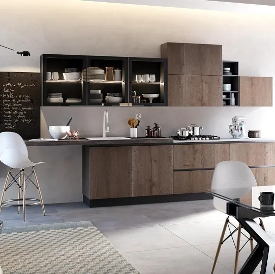 Cucina Moderna angolare Nala in rovere terra di Mobilturi