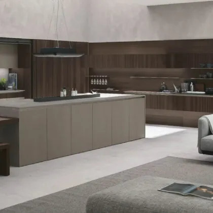 Cucina Moderna Natural 01 in Rovere e Neolith® Cement Satin di Stosa