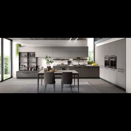 Cucina Moderna angolare Nevada finitura cemento scuro e cemento grigio di Mobilturi