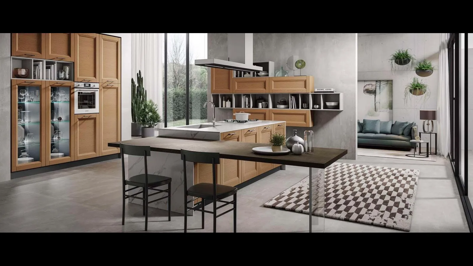 Cucina Moderna con isola Nina in rovere miele di Mobilturi