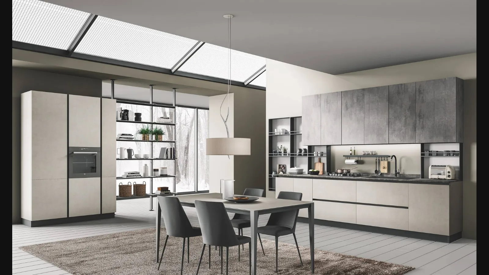 Cucina Moderna ad angolo Pop finitura urban avorio e urban grigio di Mobilturi