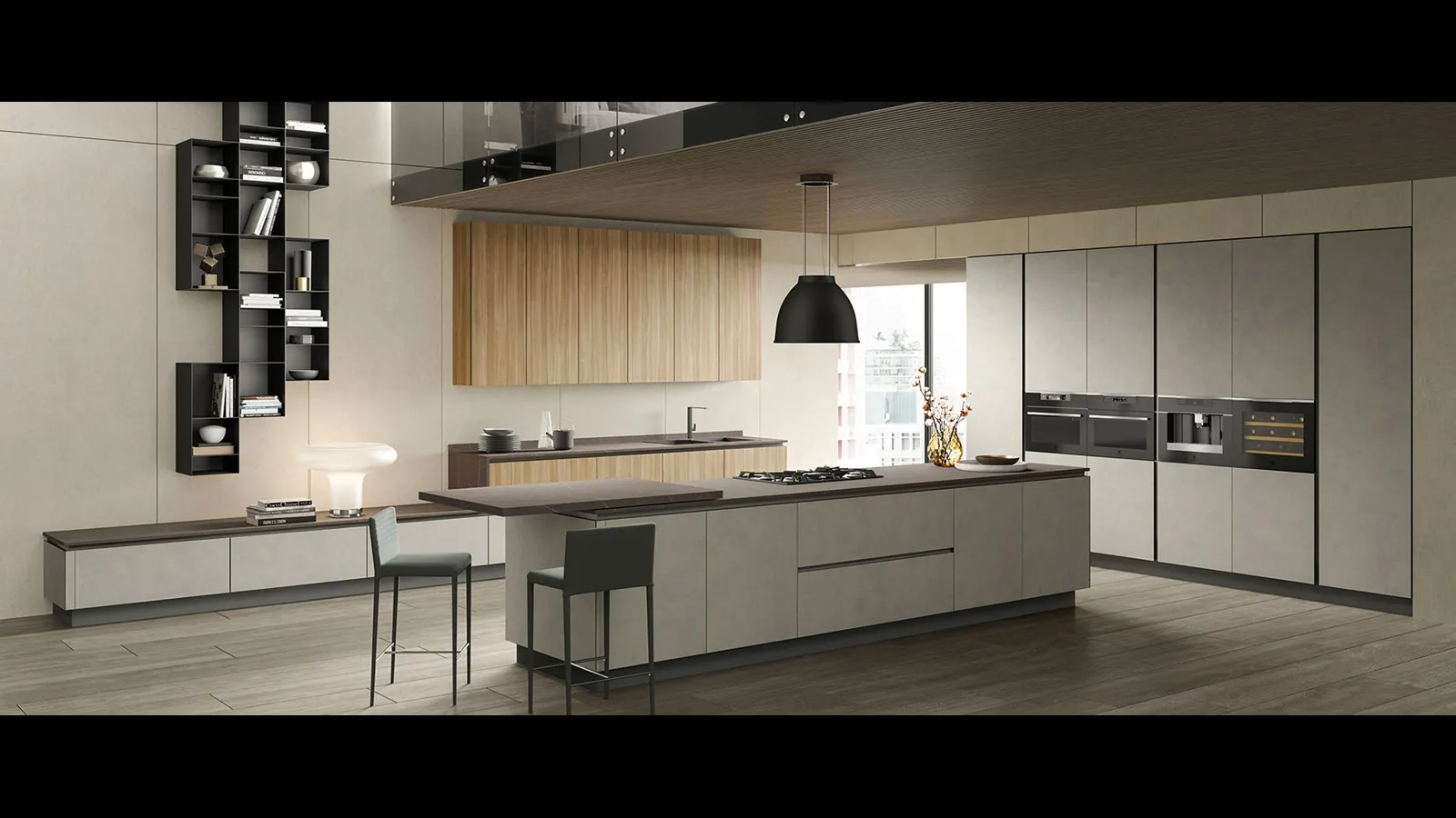 Cucina Moderna con isola Stratos in HPL di Mobilturi