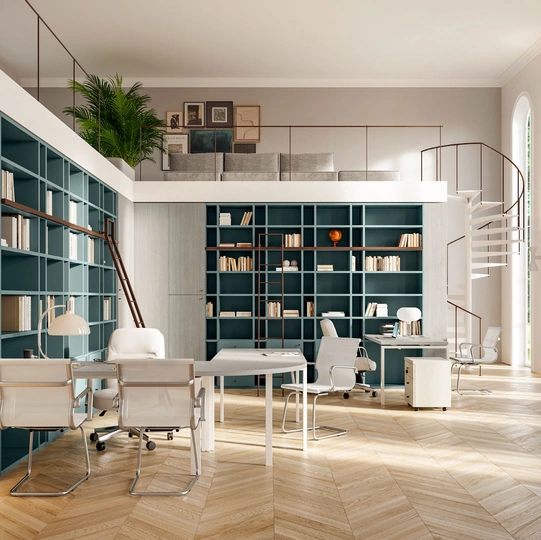 Scrivania Operativa OF109 con libreria angolare di Giessegi