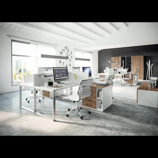 Scrivania Operativa OF51 in Bianco e Noce nobilitato di Giessegi