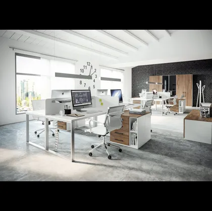 Scrivania Operativa OF51 in Bianco e Noce nobilitato di Giessegi